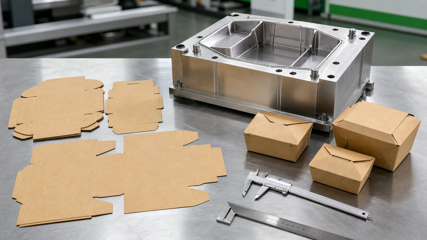 paper food box blank drawing and forming mold for custom paper lunch box machine