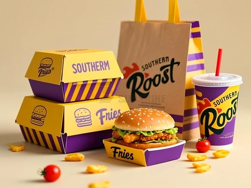 fast food chain paper packaging for burger fries and takeaway meal boxes