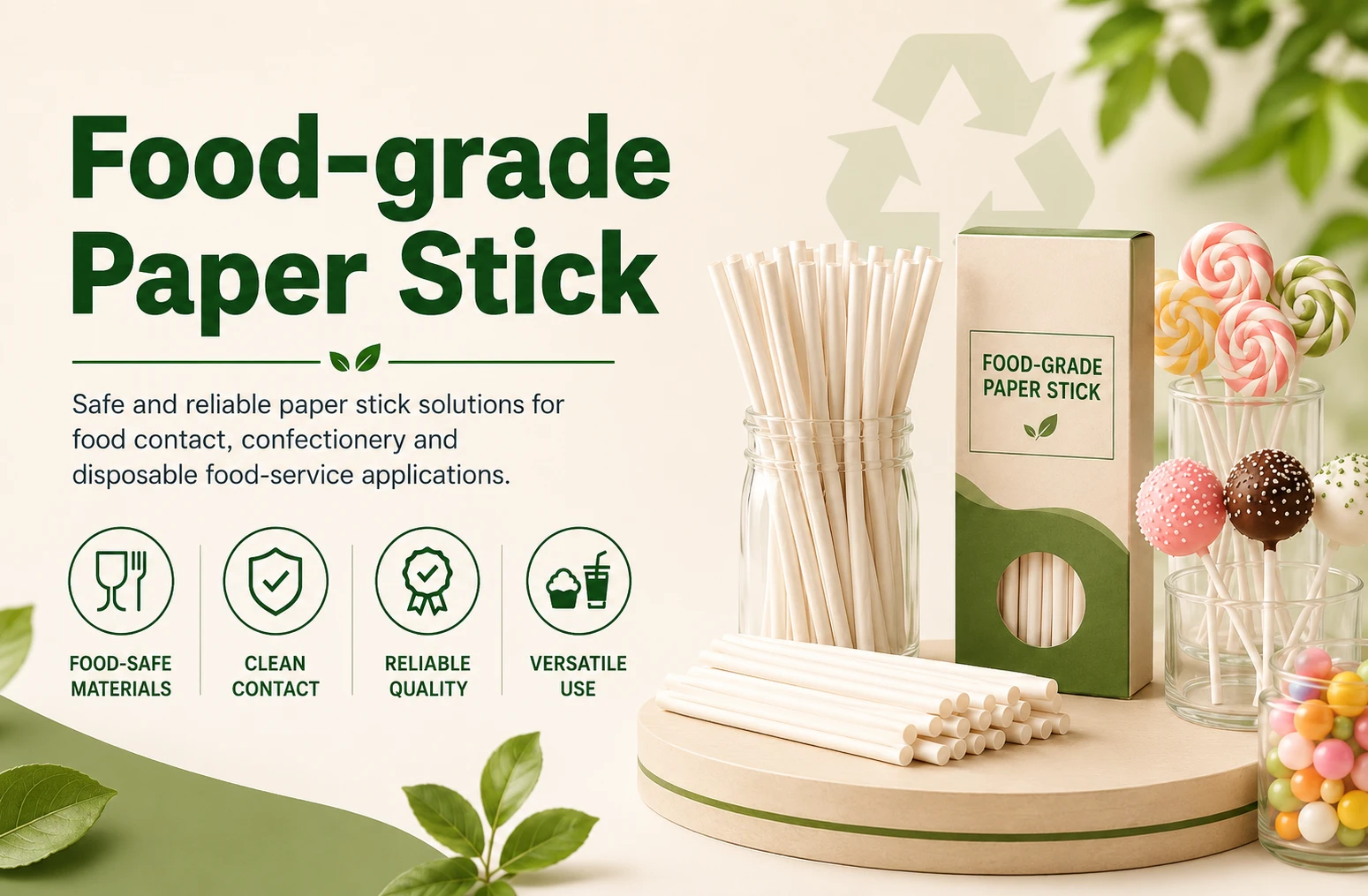 food grade paper stick applications for candy lollipop and food contact products
