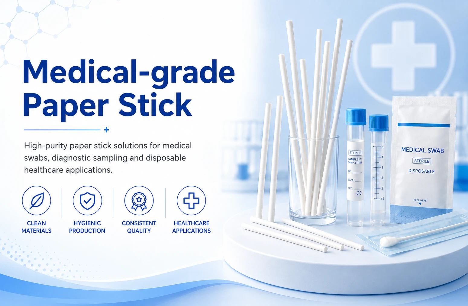 medical grade paper stick applications for medical swabs and healthcare consumables