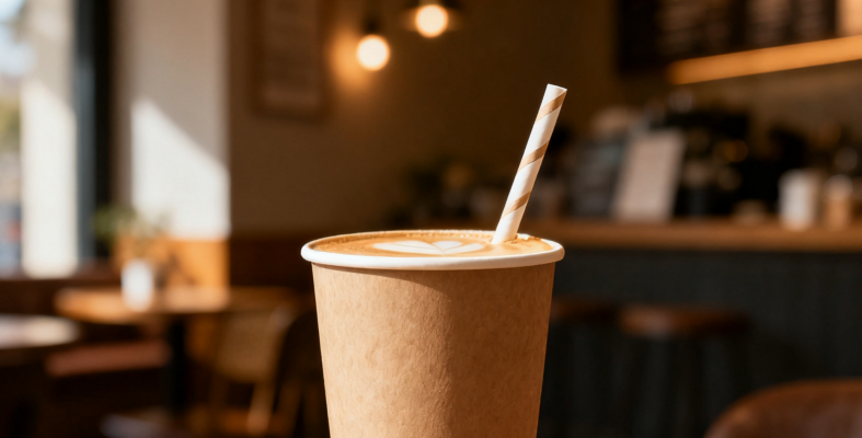 paper straws for hot coffee and warm beverage takeaway applications